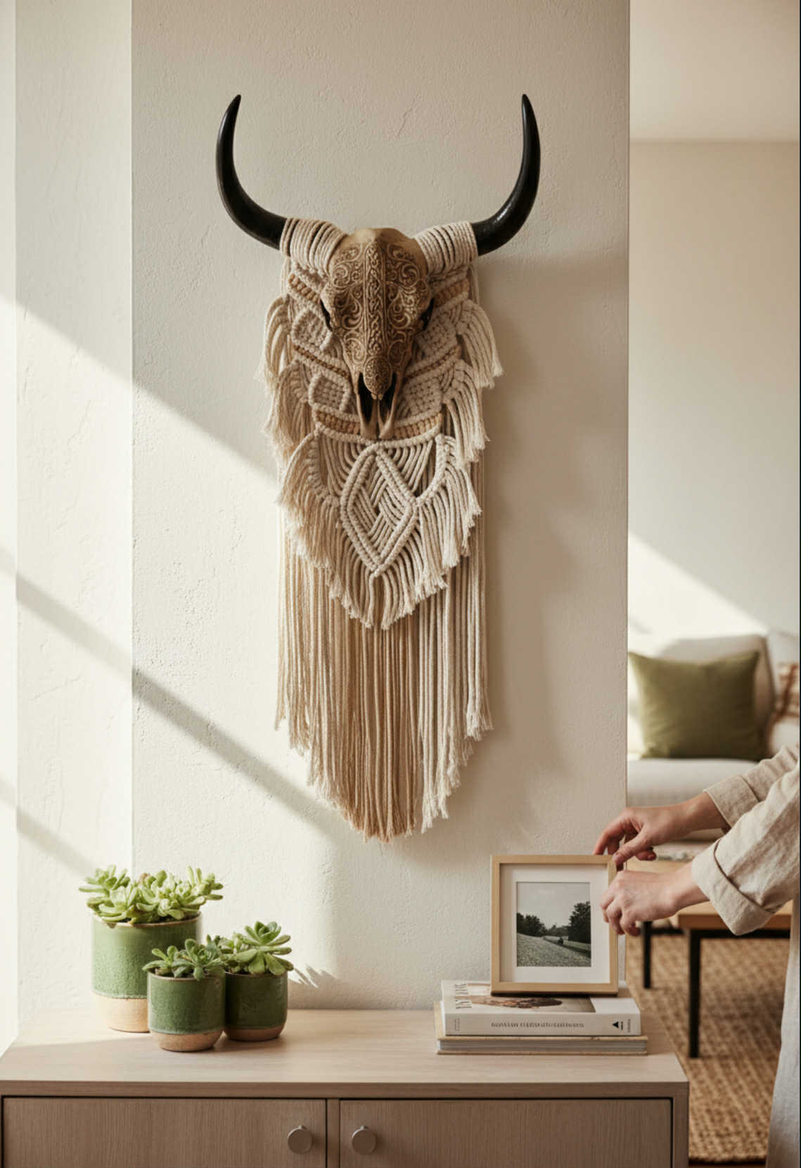 "Soul of the West" - Macrame Skull Wall Hanging