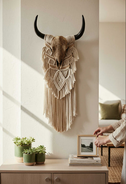 "Soul of the West" - Macrame Skull Wall Hanging