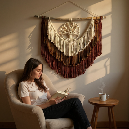 Tree of Life Macramé Wall Hanging – Handmade Layered Boho Wall Art