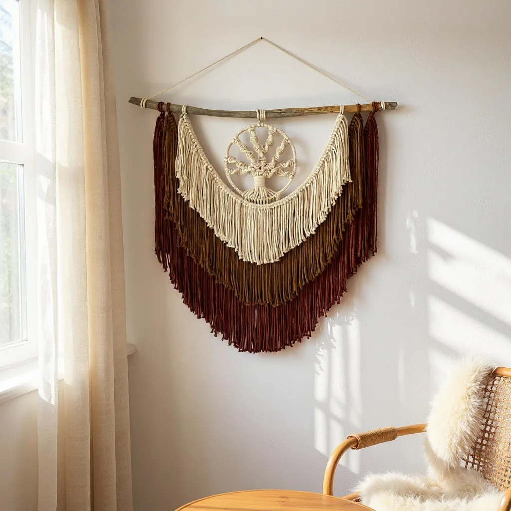 Tree of Life Macramé Wall Hanging – Handmade Layered Boho Wall Art