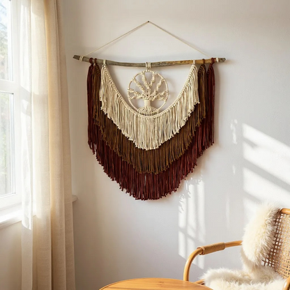 Tree of Life Macramé Wall Hanging – Handmade Layered Boho Wall Art